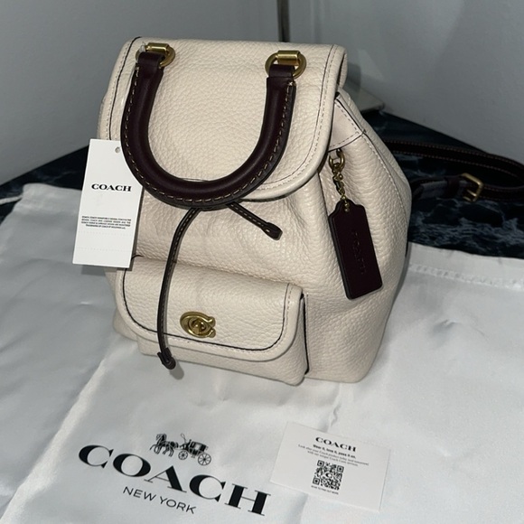 COACH Bag Riya 21 Backpack Chalk White Leather AUTHENTIC NWT-Broken Snap Closure - Picture 4 of 15